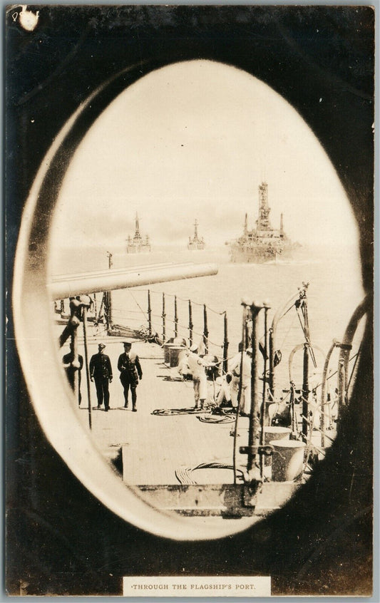 THROUGH THE FLAGSHIP PORT ANTIQUE REAL PHOTO POSTCARD RPPC