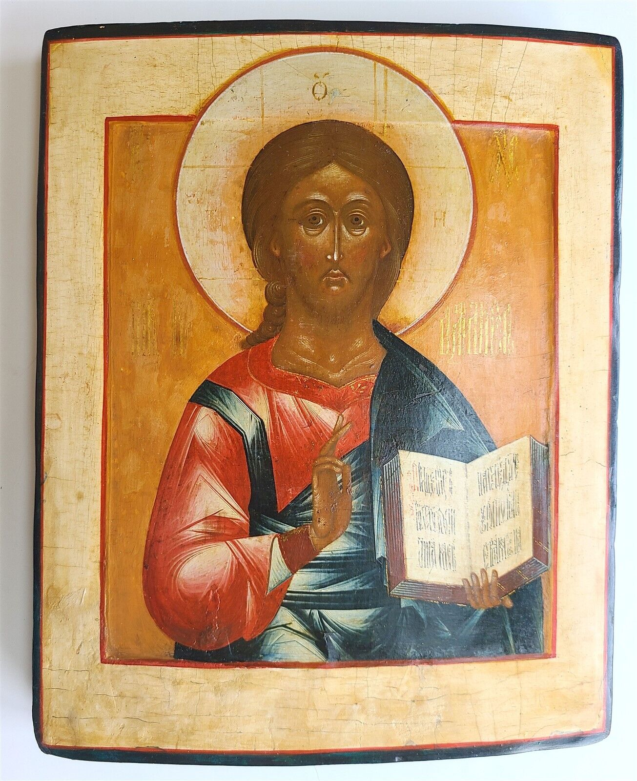 19th CENTURY RUSSIAN ICON of JESUS CHRIST antique HIGH QUALITY SCHOOL PAINTING