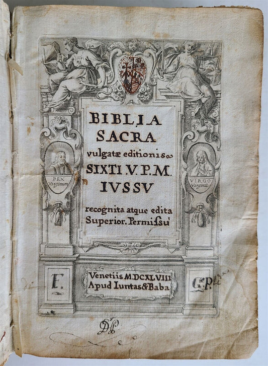 1648 BIBLE ILLUSTRATED in LATIN antique VELLUM BOUND BIBLIA SACRA