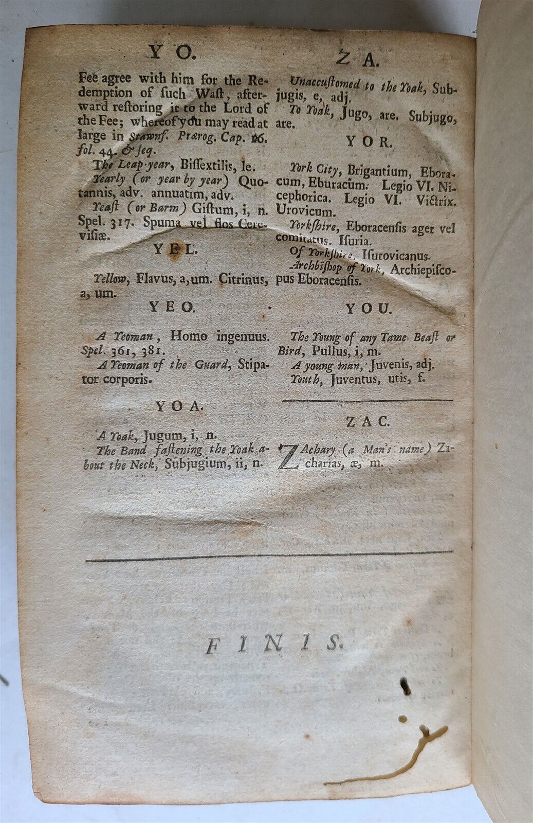 1701 ENGLISH LAW FRENCH & LATIN DICTIONARY antique