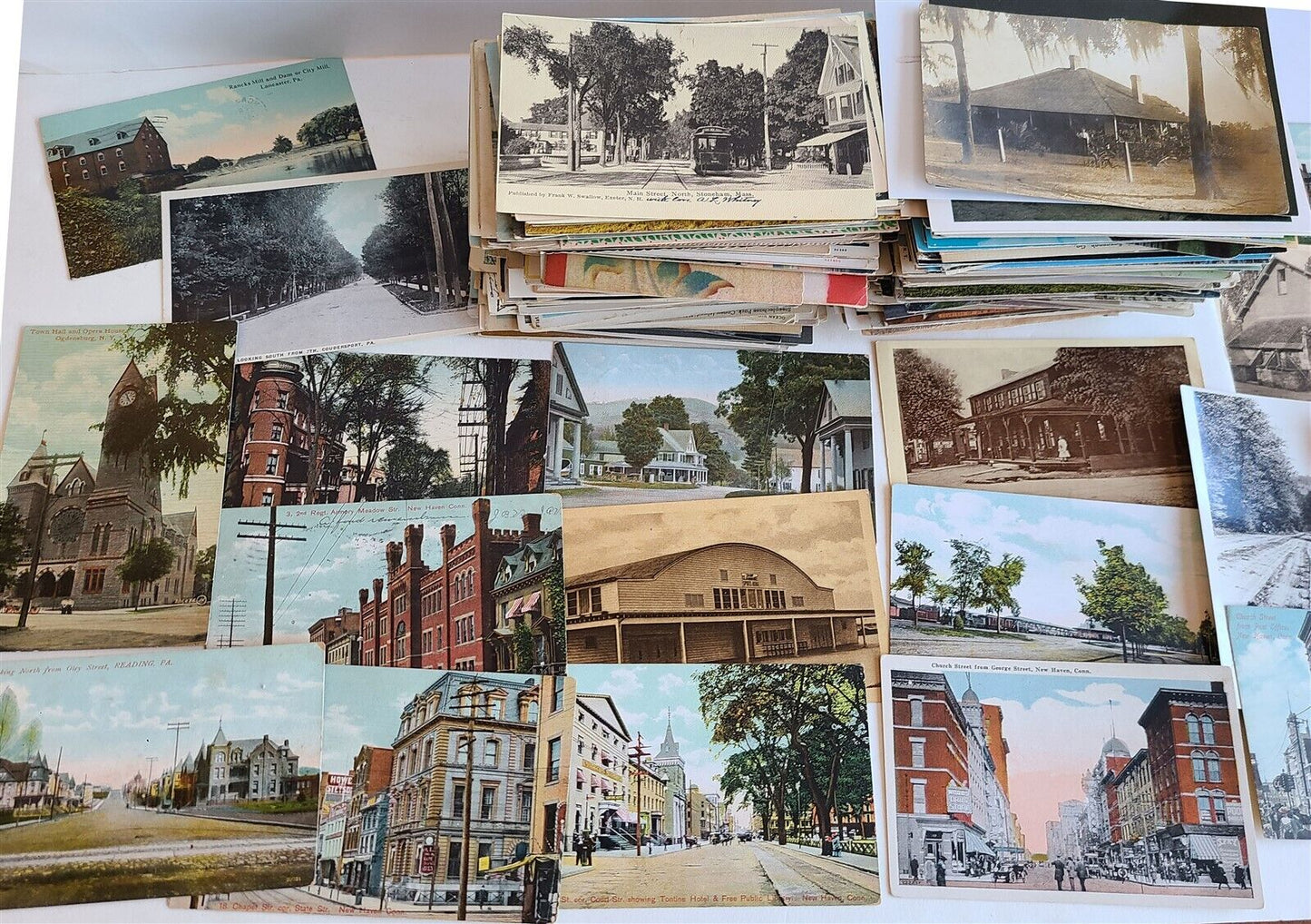 Lot of 510 ANTIQUE & VINTAGE POSTCARDS RPPC TOWN VIEWS GREETINGS mix