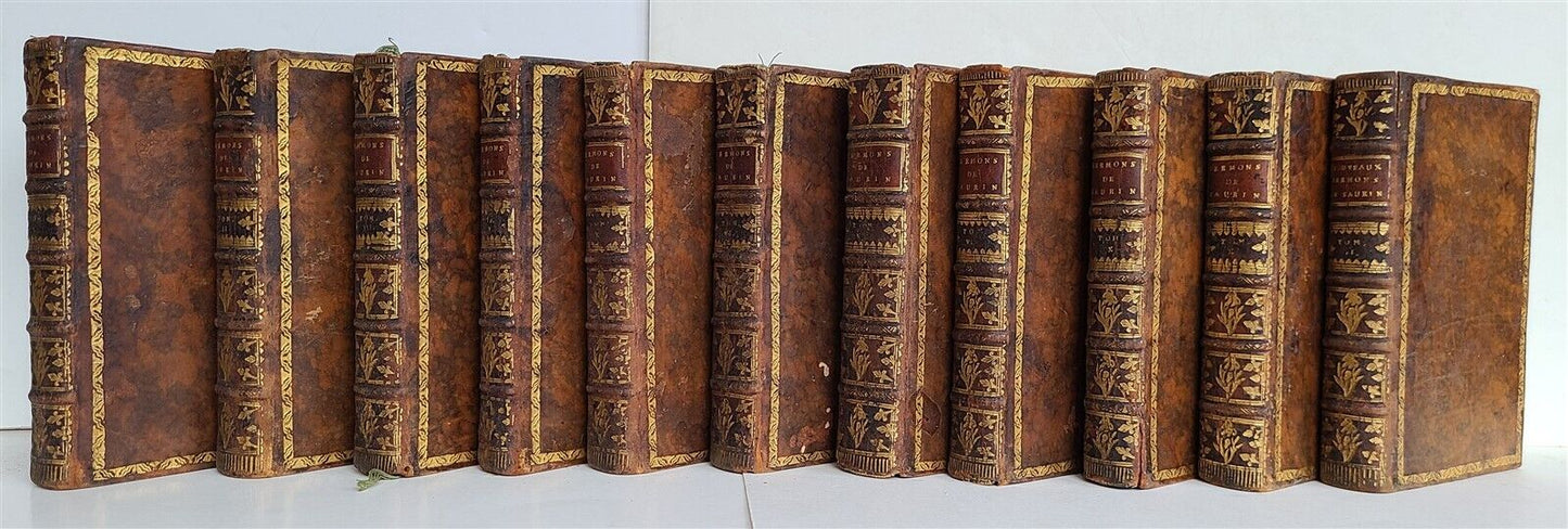 1748-1755 SERMONS by SAURIN 11 VOLUMES antique in FRENCH 18th CENTURY