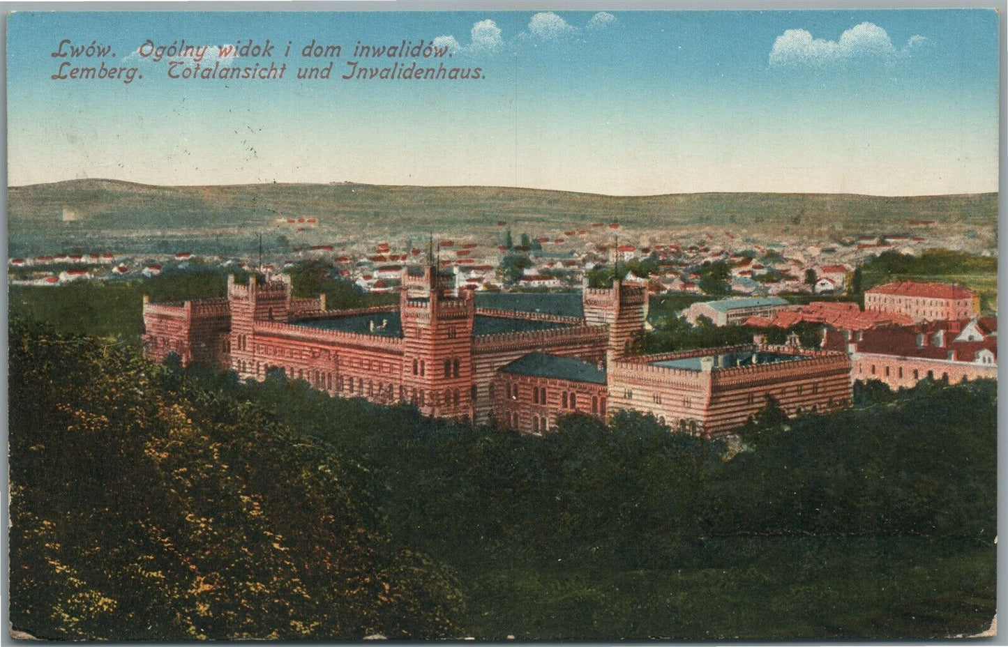 LWOW UKRAINE LEMBERG POLAND GERMANY DOM INWALIDOW POLISH ANTIQUE POSTCARD