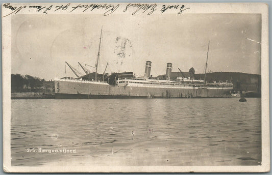 S.S. BERGENSFJORD NORWEGIAN AMERICAN LINE SHIP VINTAGE REAL PHOTO POSTCARD RPPC