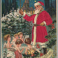 SANTA w/ ANGELS CHOIR MERRY CHRISTMAS EMBOSSED ANTIQUE POSTCARD