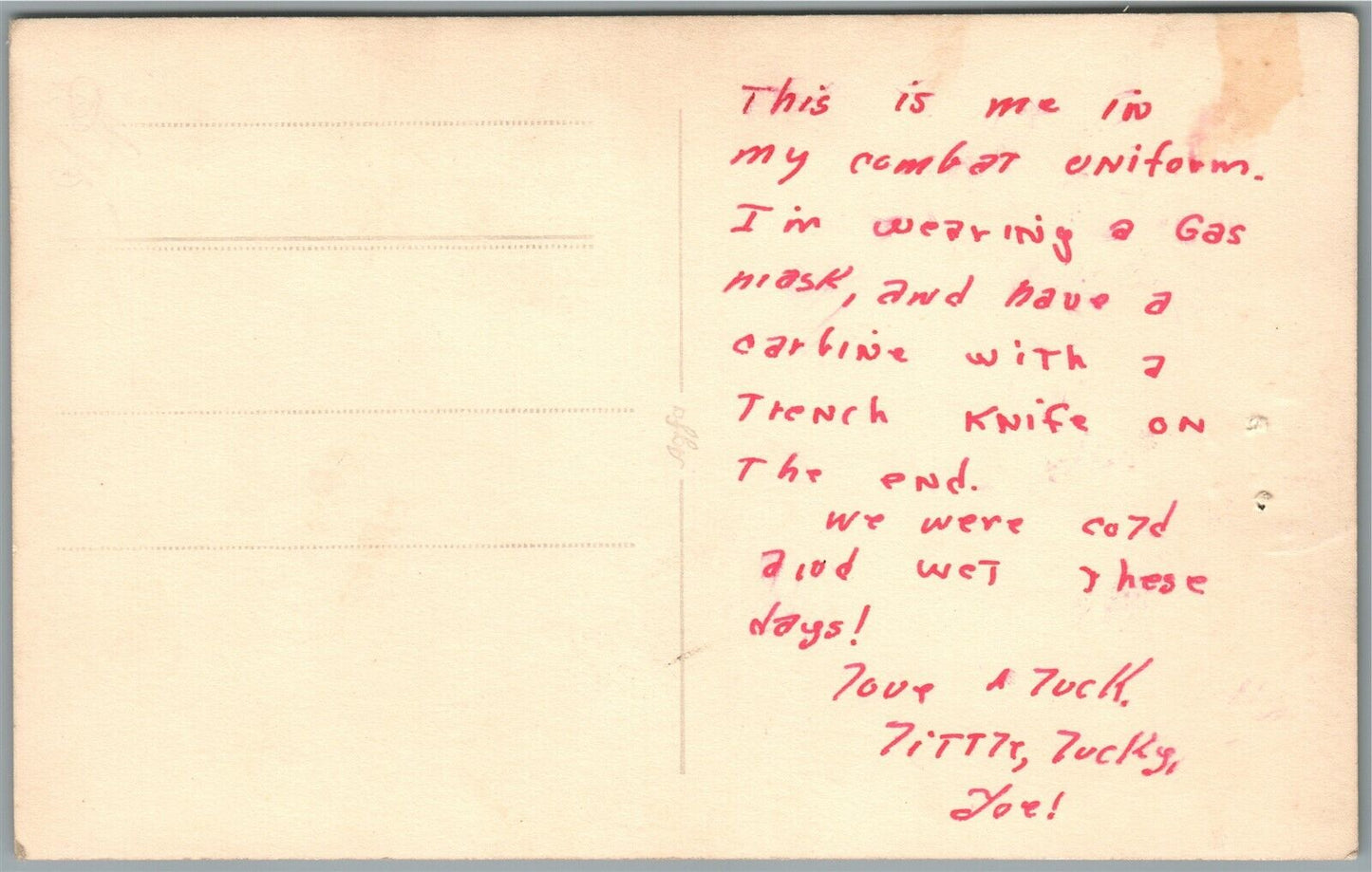 AMERICAN SOLDIER in GAS MASK WWII ERA VINTAGE REAL PHOTO POSTCARD RPPC