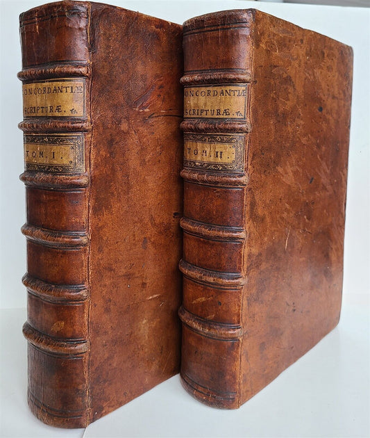 1733 BIBLE CONCORDANCE 2 volumes in LATIN antique MASSIVE FOLIO