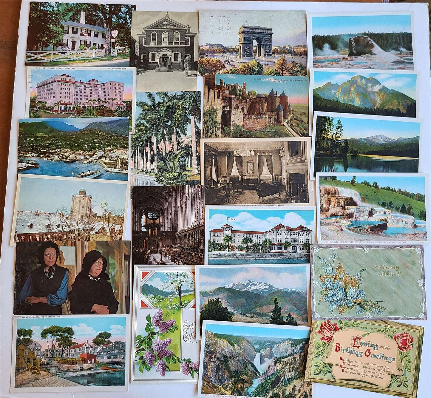 Lot of 510 ANTIQUE & VINTAGE POSTCARDS RPPC TOWN VIEWS GREETINGS mix