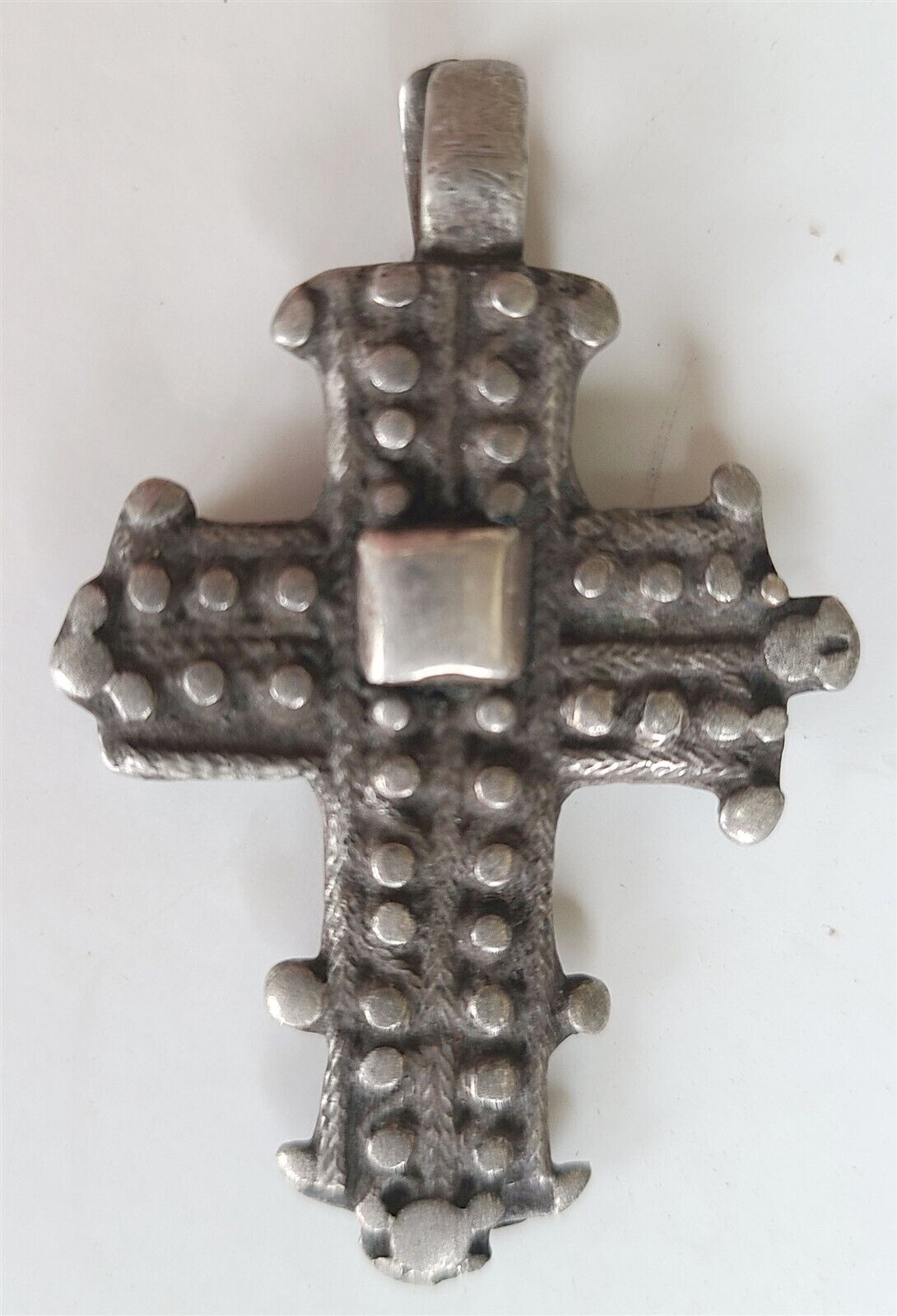 18th CENTURY UNUSUAL RUSSIAN SILVER NECK ICON CROSS ANTIQUE PENDANT