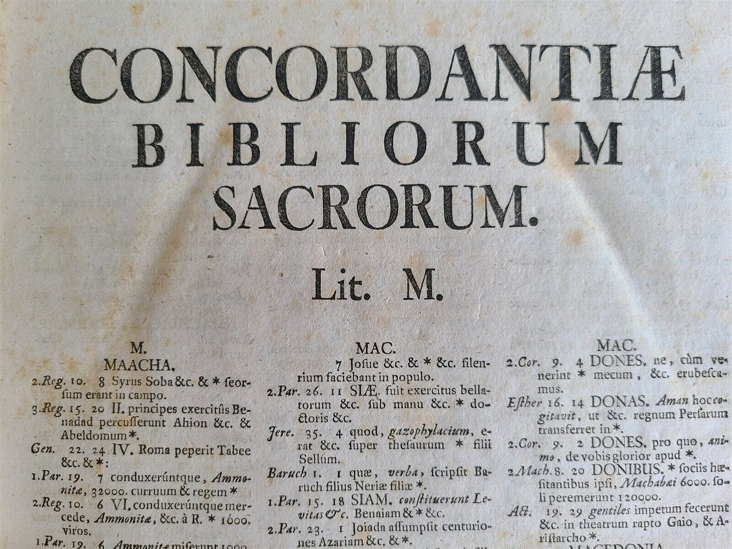 1733 BIBLE CONCORDANCE 2 volumes in LATIN antique MASSIVE FOLIO