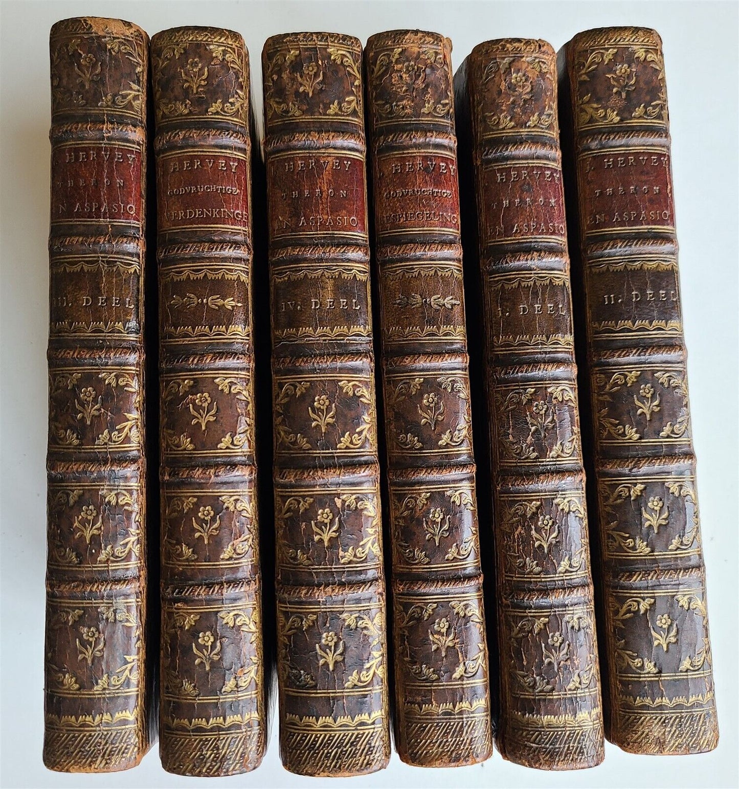 1757-1761 6 volumes illustrated set in DUTCH antique Theron and Aspasio