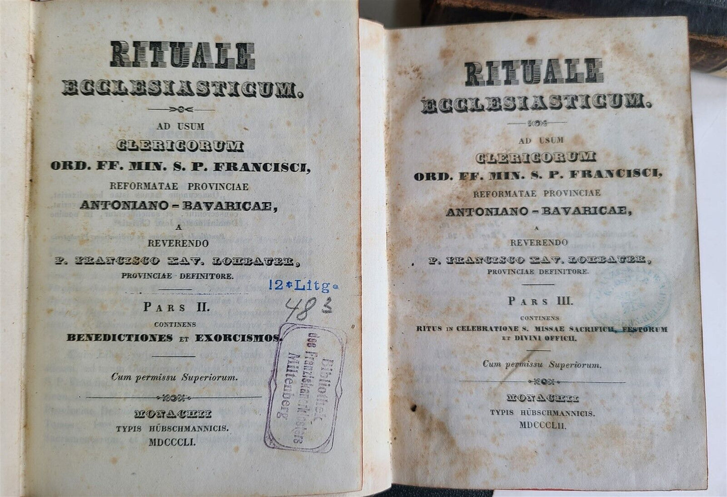 1851-1852 RITUALS ECCLESIASTICUM 5 VOLUMES antique