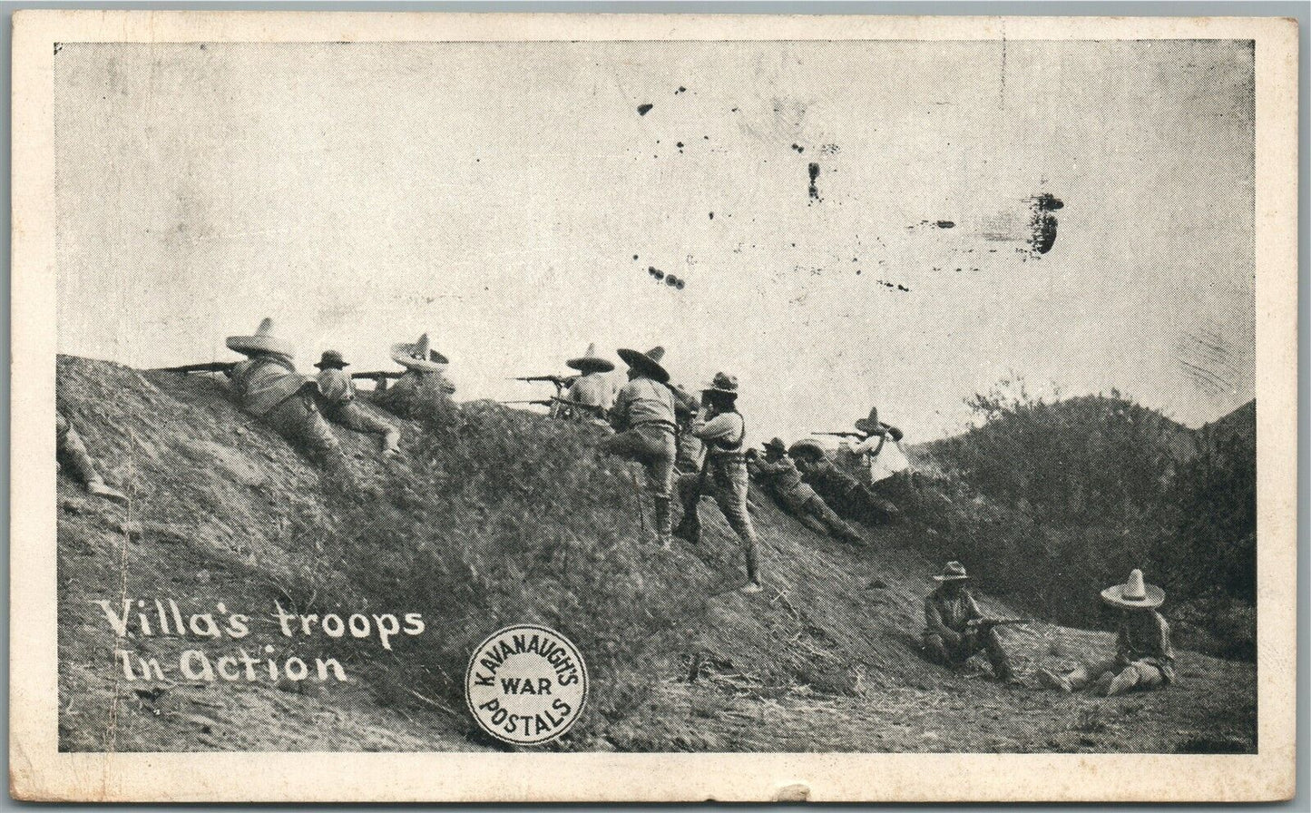 KAVANAUGH'S WAR POSTALS ANTIQUE POSTCARD VILLA'S TROOPS 1916 EL PASO CANCEL