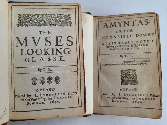 1640 POETRY in ENGLISH 2 VOLUMES antique Muses Looking-Glasse & Amyntas