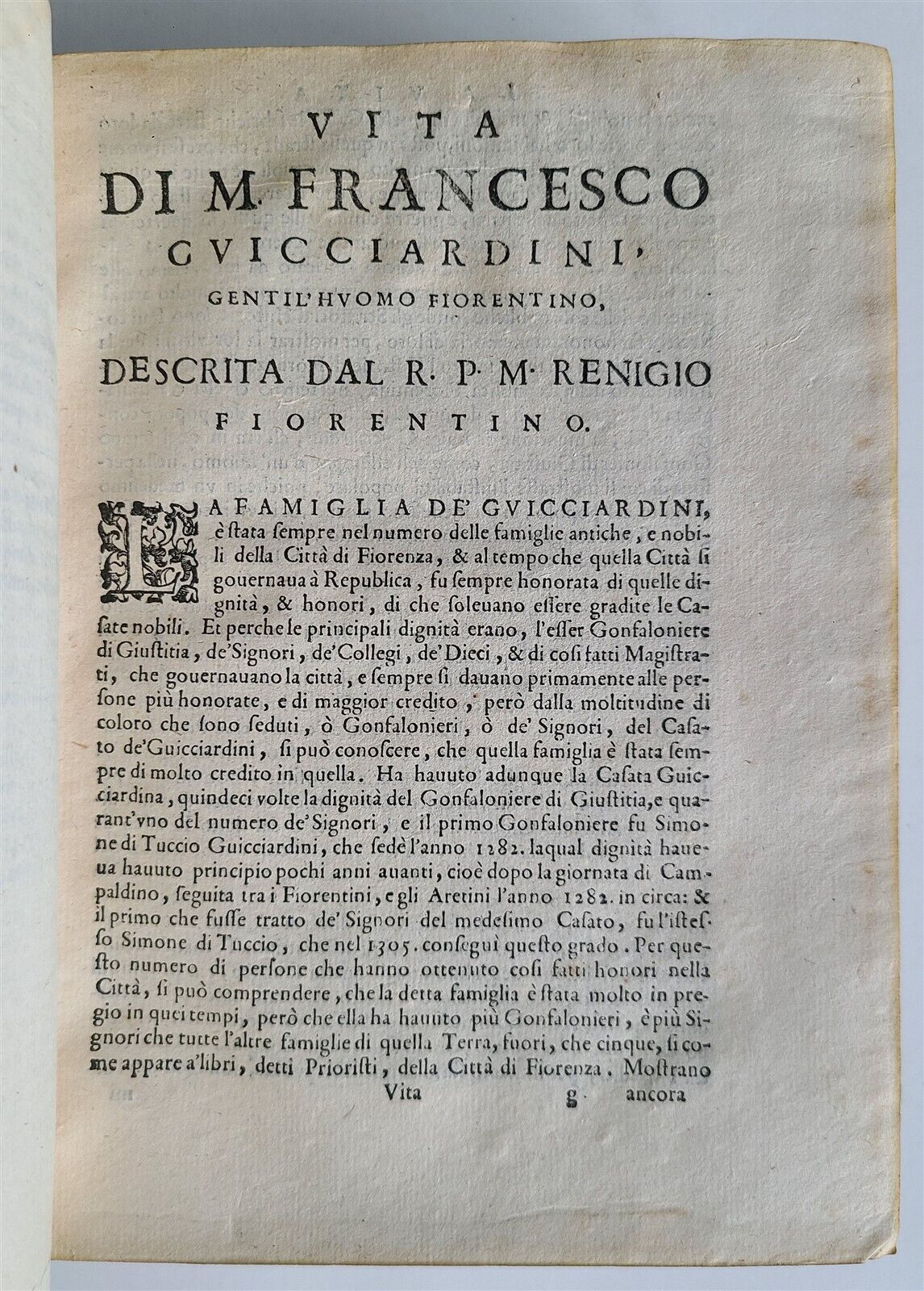 1592 HISTORY OF ITALY F. Guicciardini antique 16th century LA HISTORIA D'ITALIA