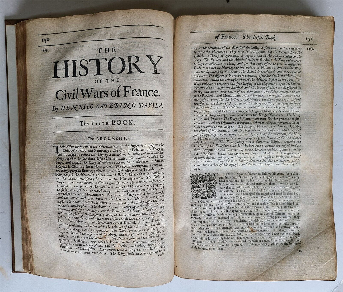 1678 HISTORY of CIVIL WARS of FRANCE by ENRICO DAVILA antique FOLIO in ENGLISH