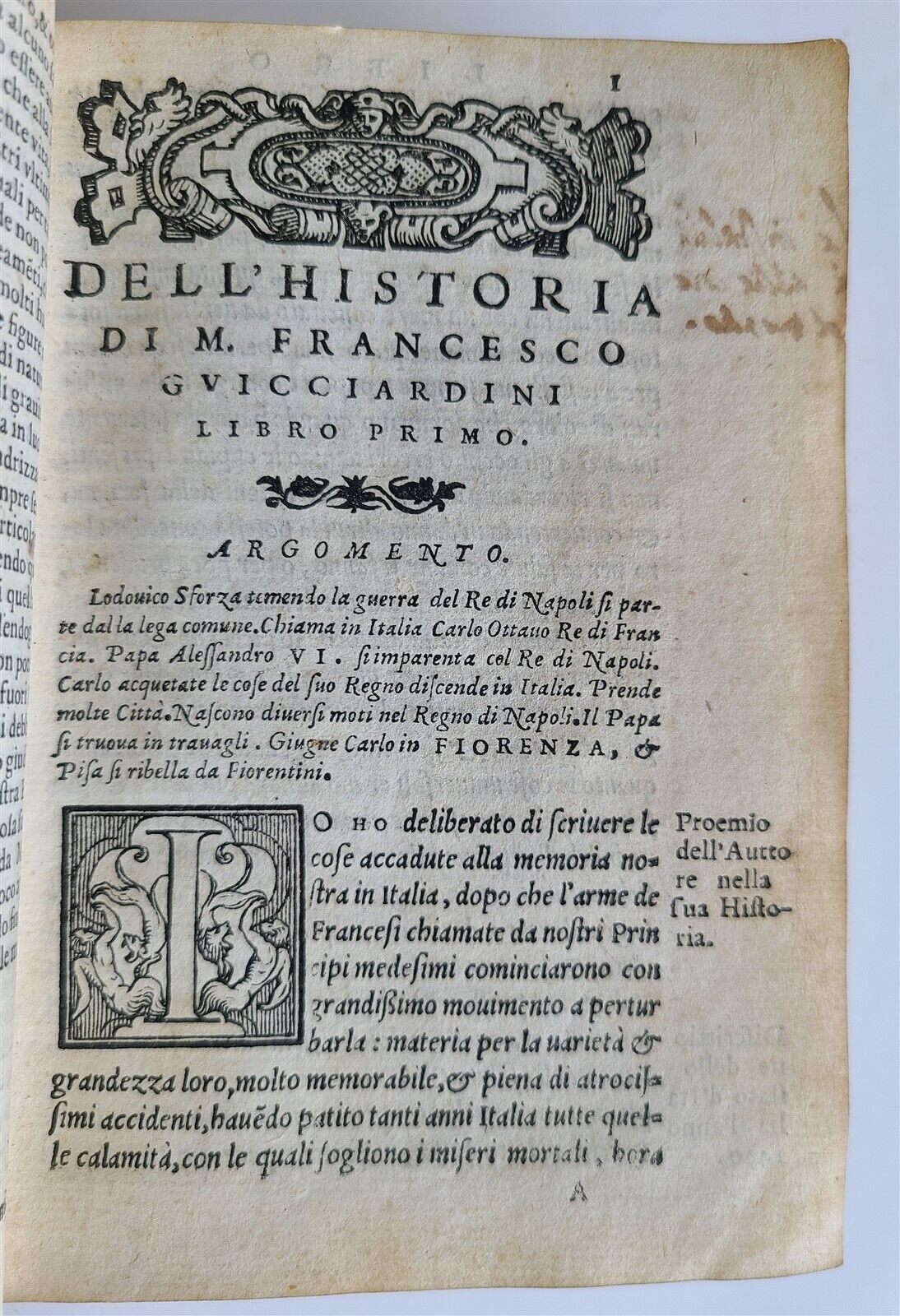 1562 HISTORY of ITALY by Francesco Guicciardini antique VELLUM BINDING Italian