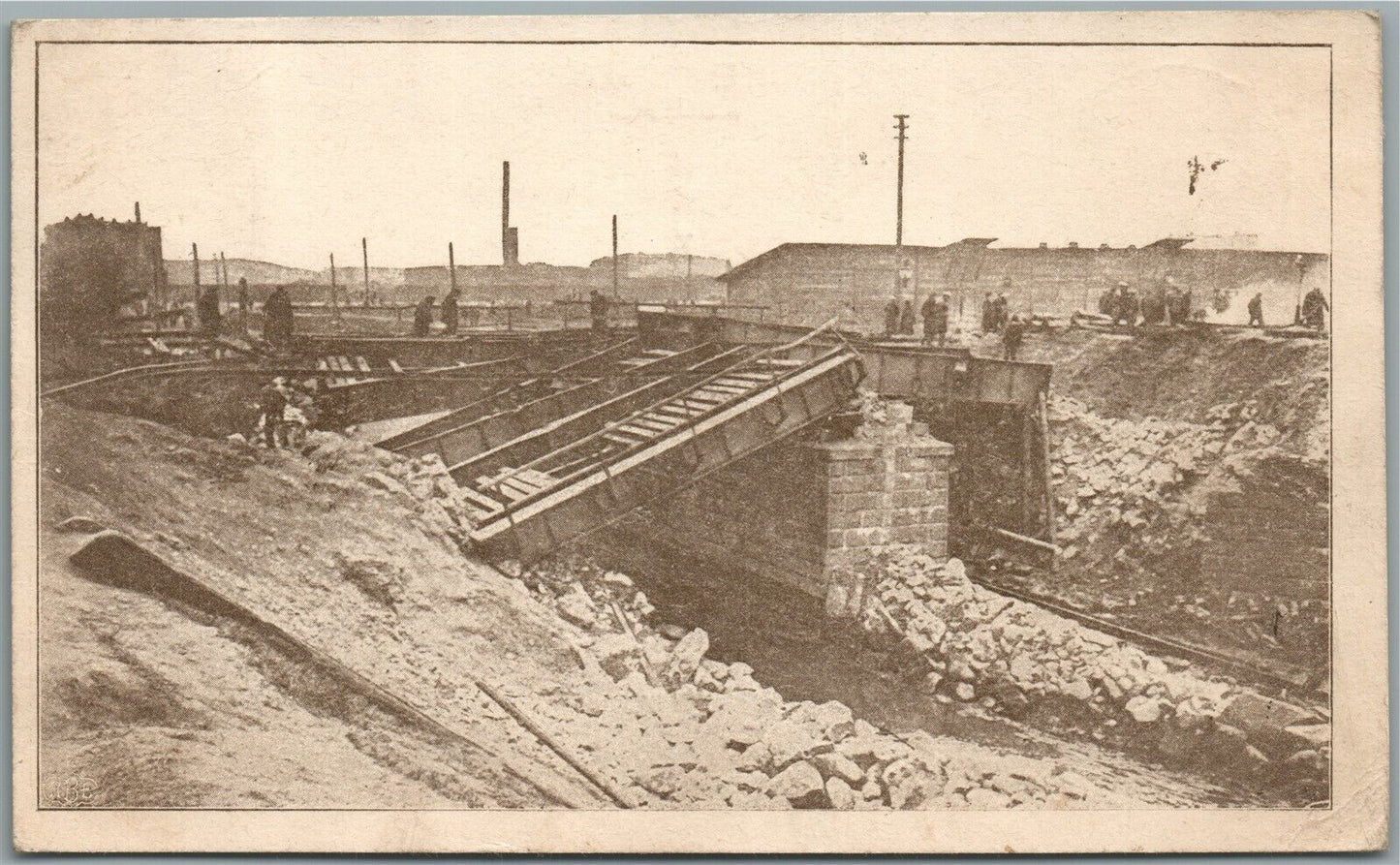 POLAND BRIDGE CONSTRUCTION WWI ANTIQUE POSTCARD MOST NA ULICE KONSTANTINOWSKIEJ