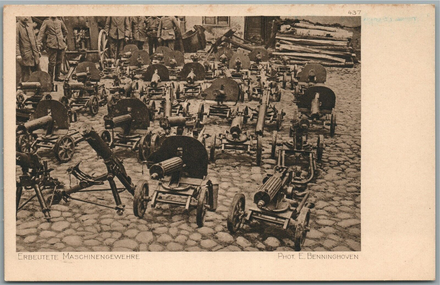 CAPTURED MACHINE GUNS WWI ERA GERMAN ANTIQUE REAL PHOTO POSTCARD RPPC
