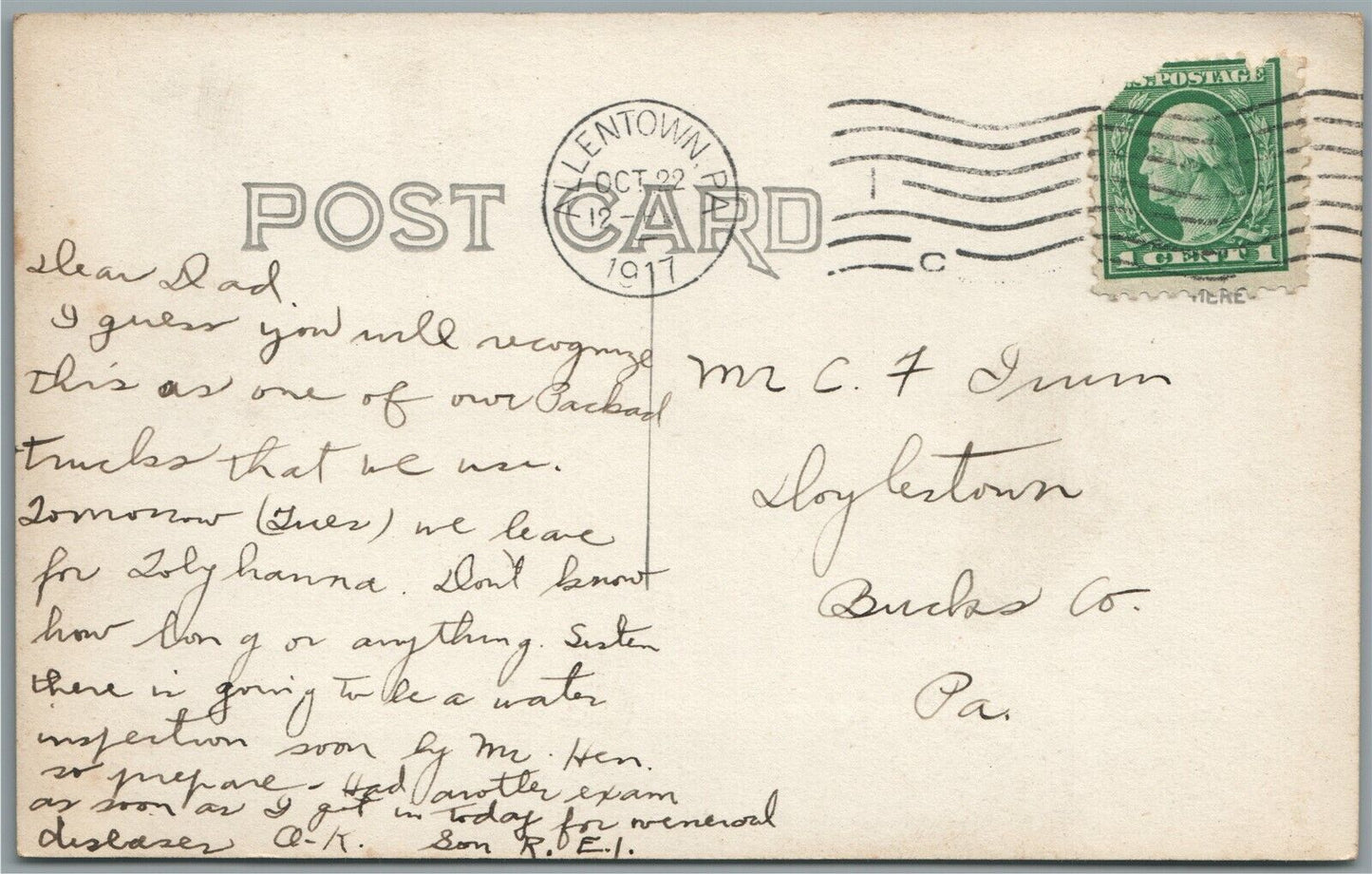 MILITARY TRUCKS 1915 AMERICAN ANTIQUE REAL PHOTO POSTCARD RPPC