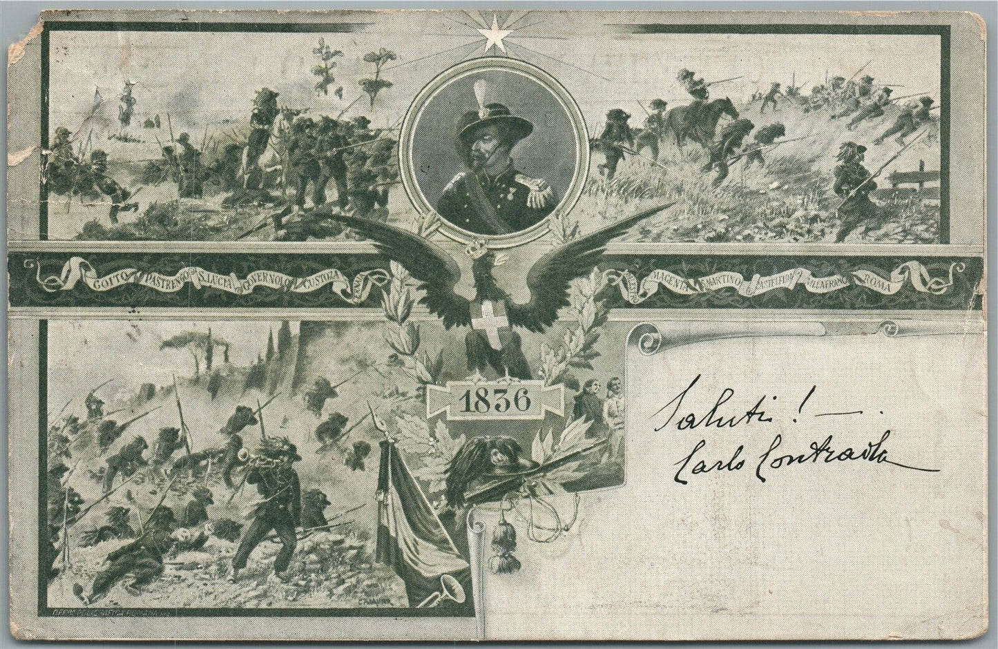 ITALIAN ARMY 1901 ANTIQUE POSTCARD