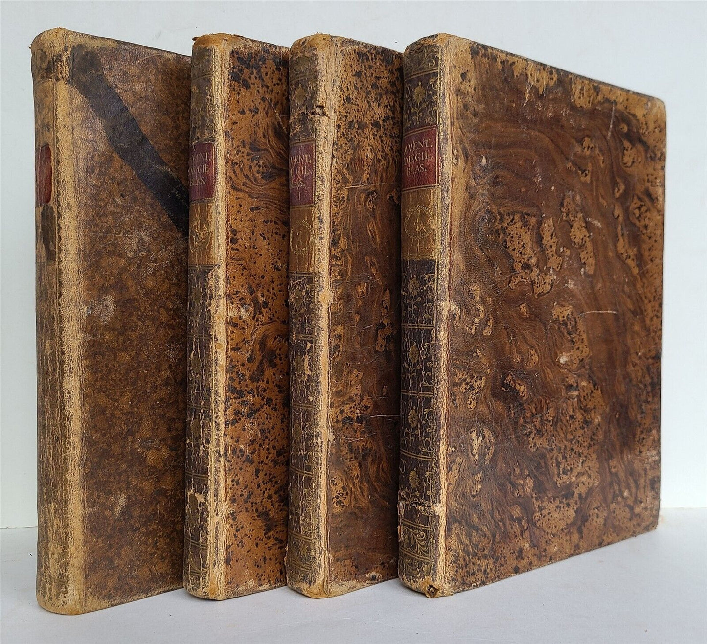 1787-1789 ADVENTURES of GIL BLASS 4 VOLUMES ILLUSTRATED antique in SPANISH