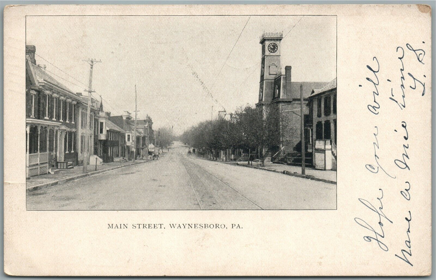 WAYNESBORO PA MAIN STREET ANTIQUE POSTCARD
