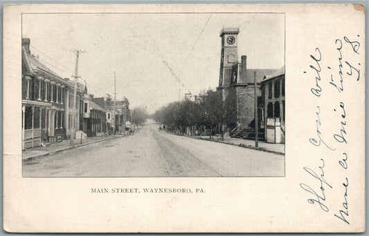 WAYNESBORO PA MAIN STREET ANTIQUE POSTCARD