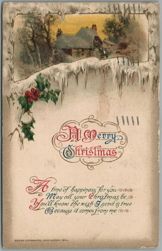 MERRY CHRISTMAS JOHN WINSCH ANTIQUE POSTCARD