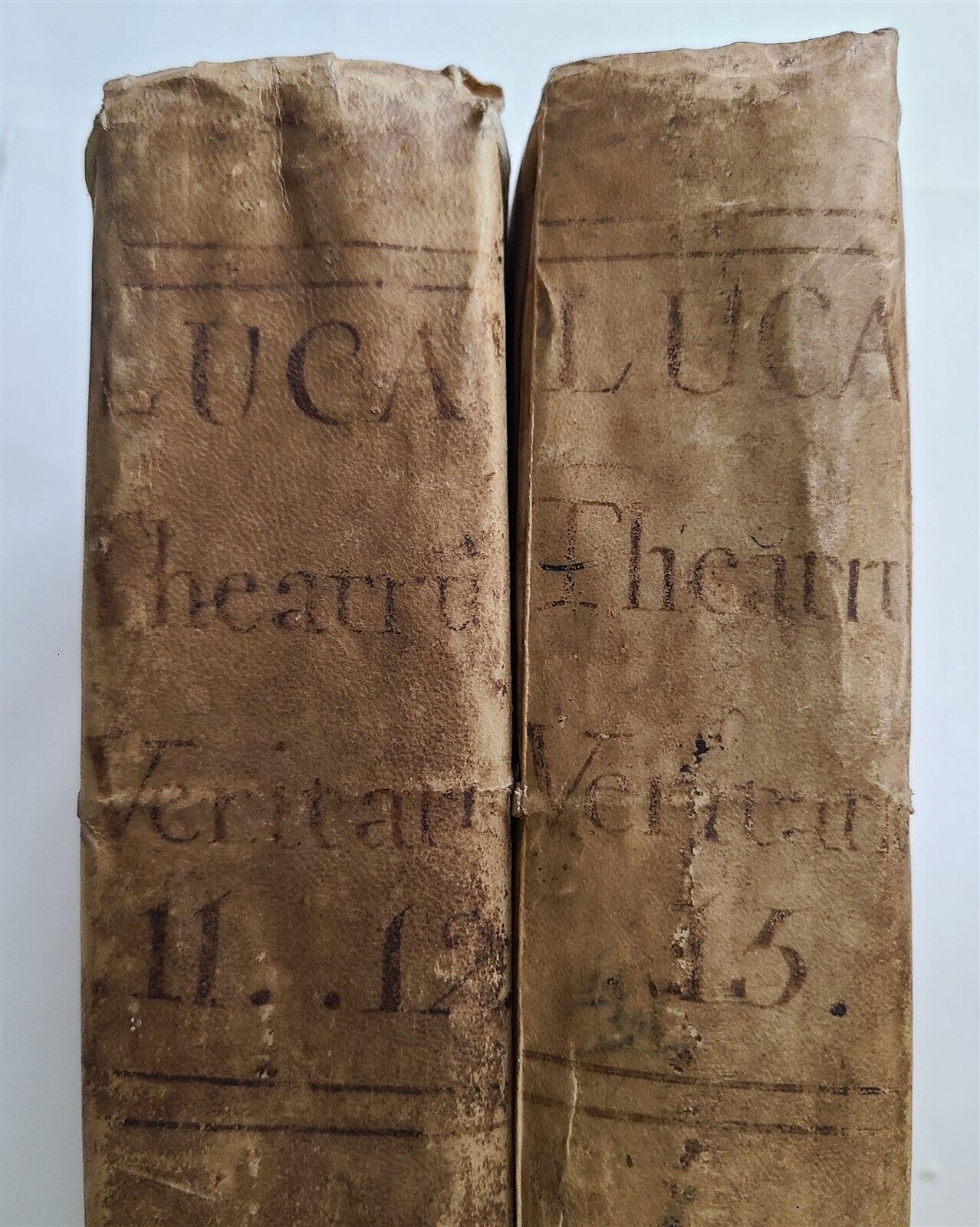 1758 Theatrum veritatis by J.B.de Luca. antique VELLUM BOUND 2 FOLIO VOLUMES