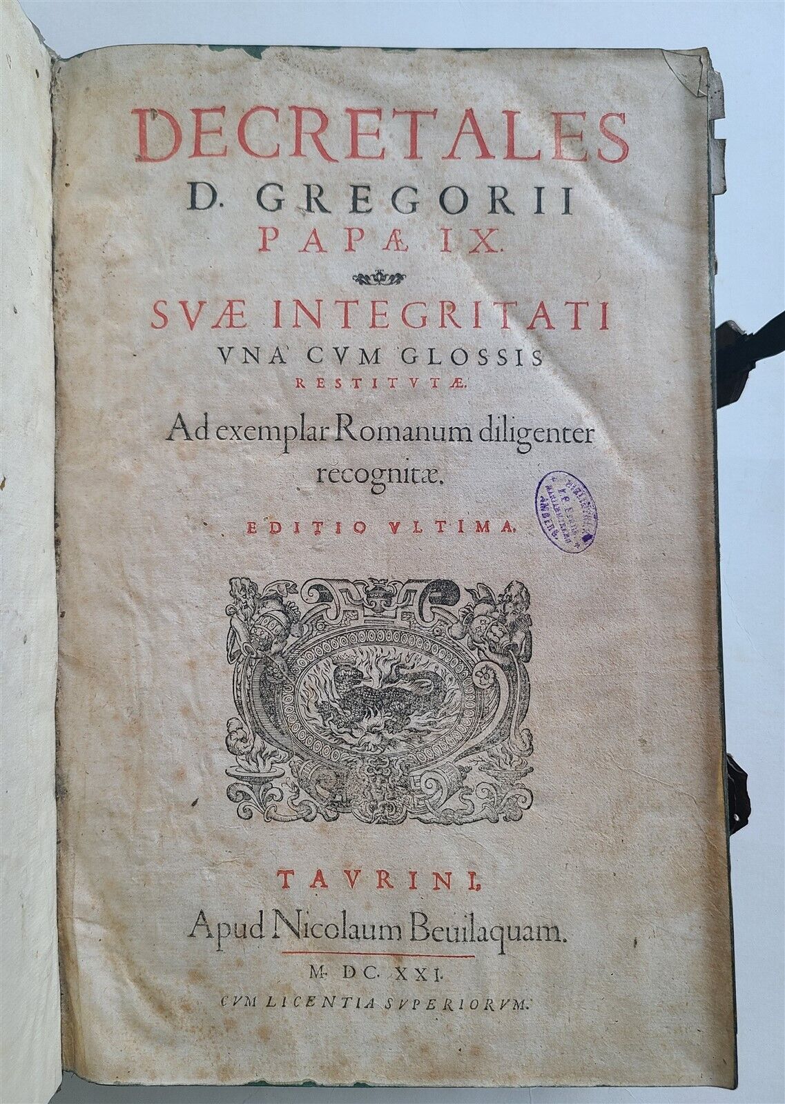 1620-21 CANON LAW antique PIGSKIN FOLIO medieval papal decrees