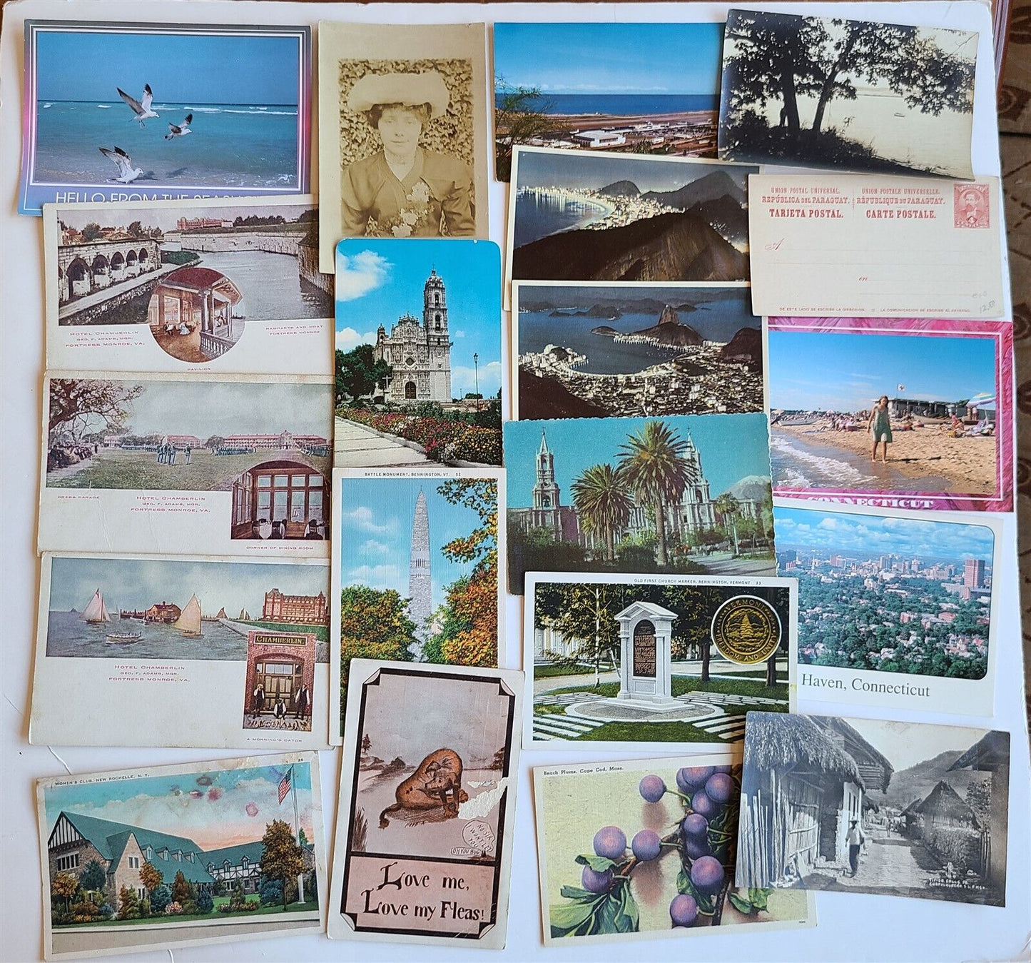 Lot of 510 ANTIQUE & VINTAGE POSTCARDS RPPC TOWN VIEWS GREETINGS mix