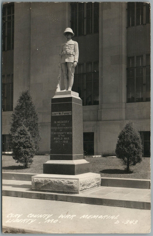 LIBERTY MO CLAY COUNTY WAR MEMORIAL VINTAGE REAL PHOTO POSTCARD RPPC