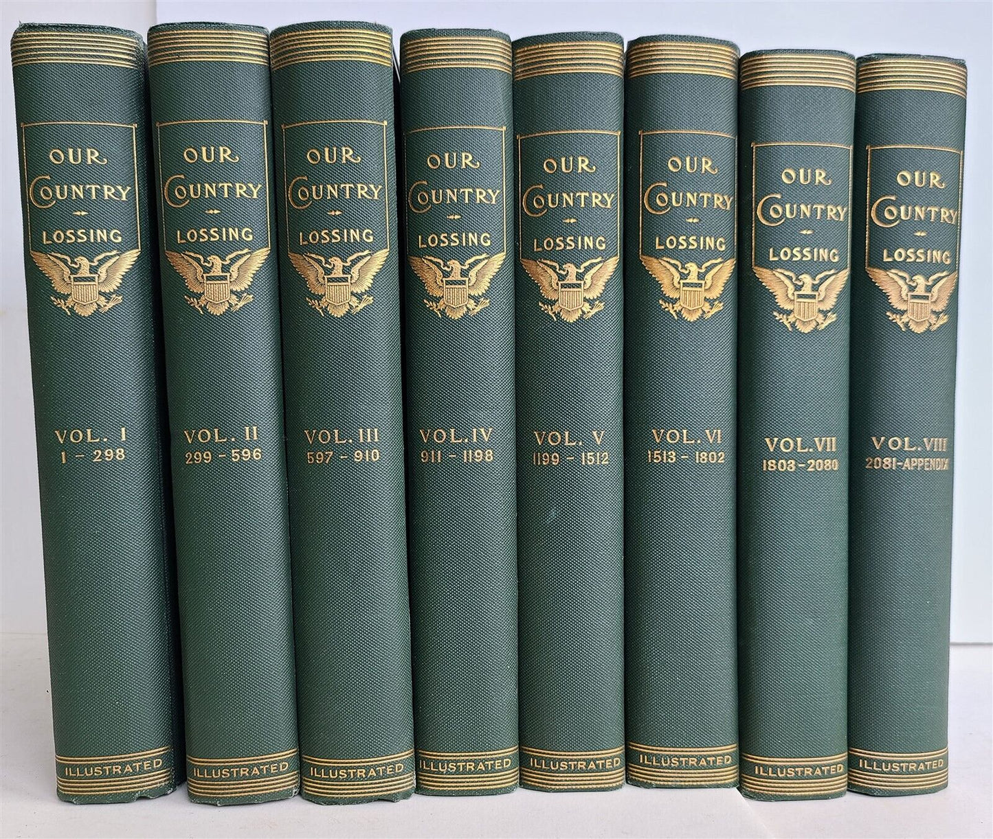 1905 OUR COUNTRY 8 volumes by LOSSING edition de luxe LTD ED antique ILLUSTRATED