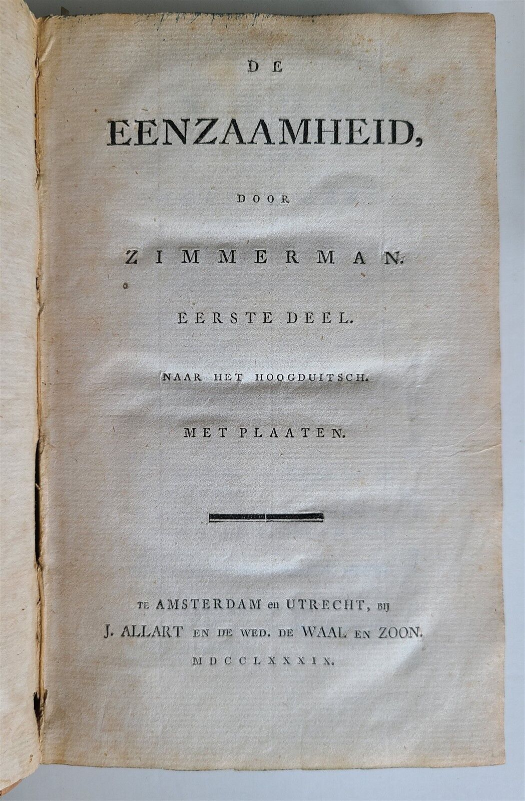 1789-92 PHILOSOPHY by J. ZIMMERMAN in DUTCH antique 4 VOLUMES illustrated
