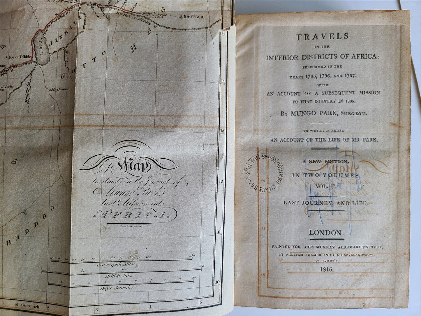 1800 MUNGO PARK TRAVELS to AFRICA 2 VOLS w/ MAP antique in ENGLISH