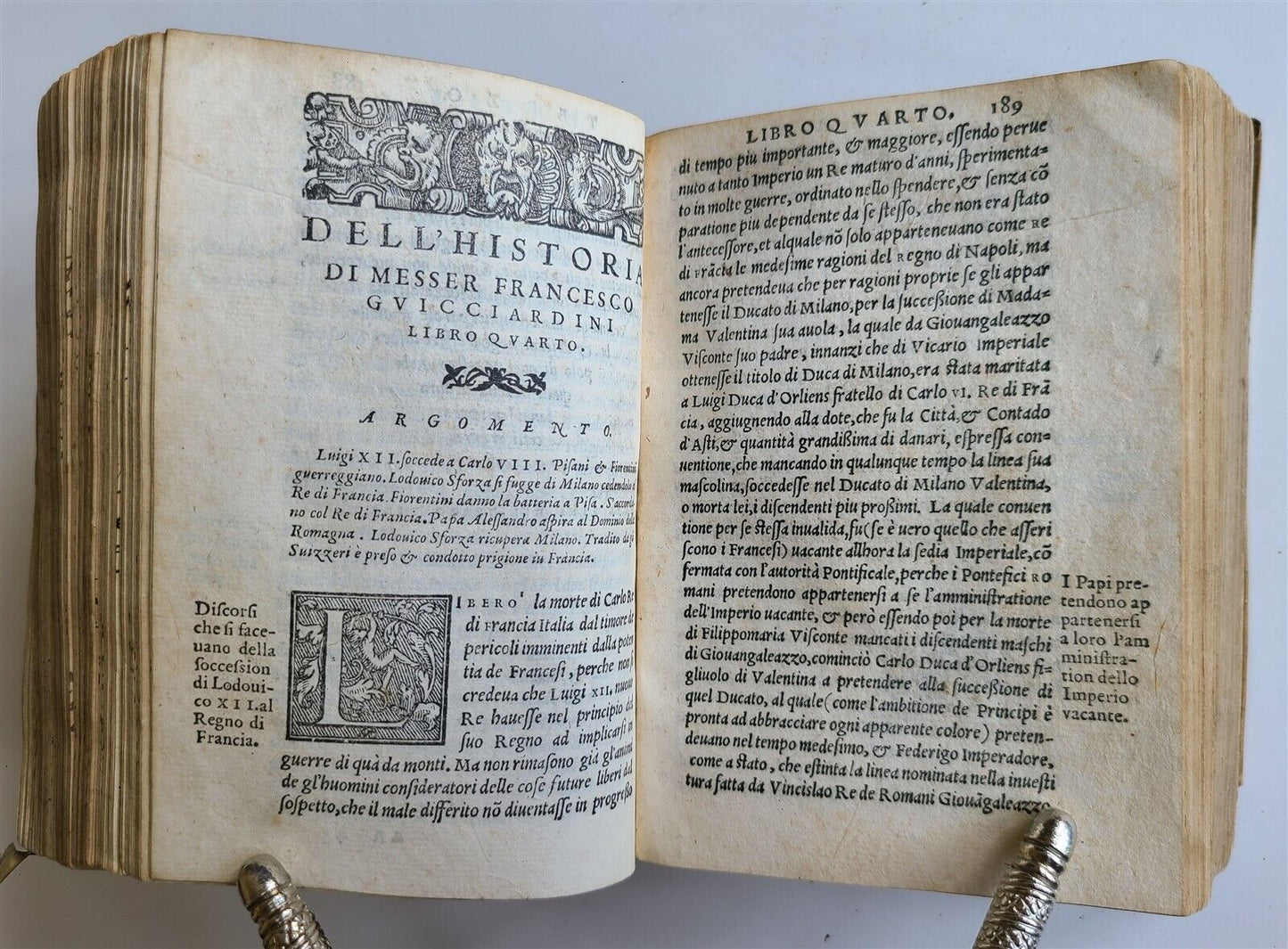 1562 HISTORY of ITALY by Francesco Guicciardini antique VELLUM BINDING Italian