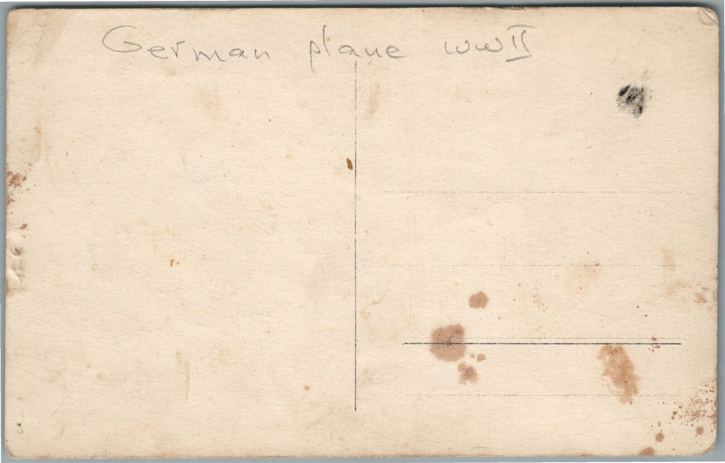 GERMAN WWII PLANE VINTAGE REAL PHOTO POSTCARD RPPC