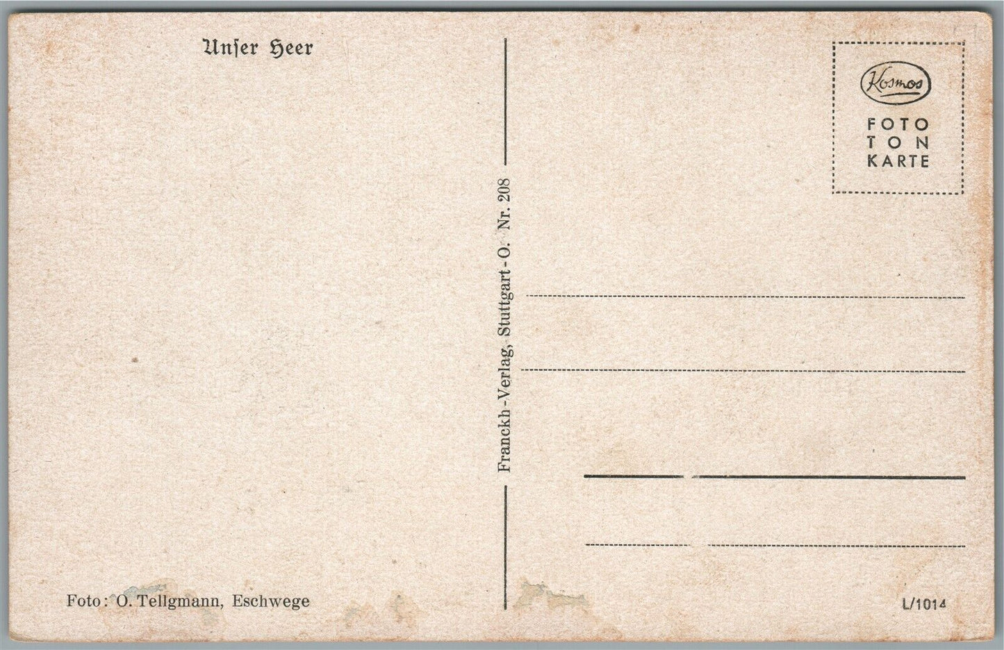 GERMAN MILITARY MESS VINTAGE POSTCARD