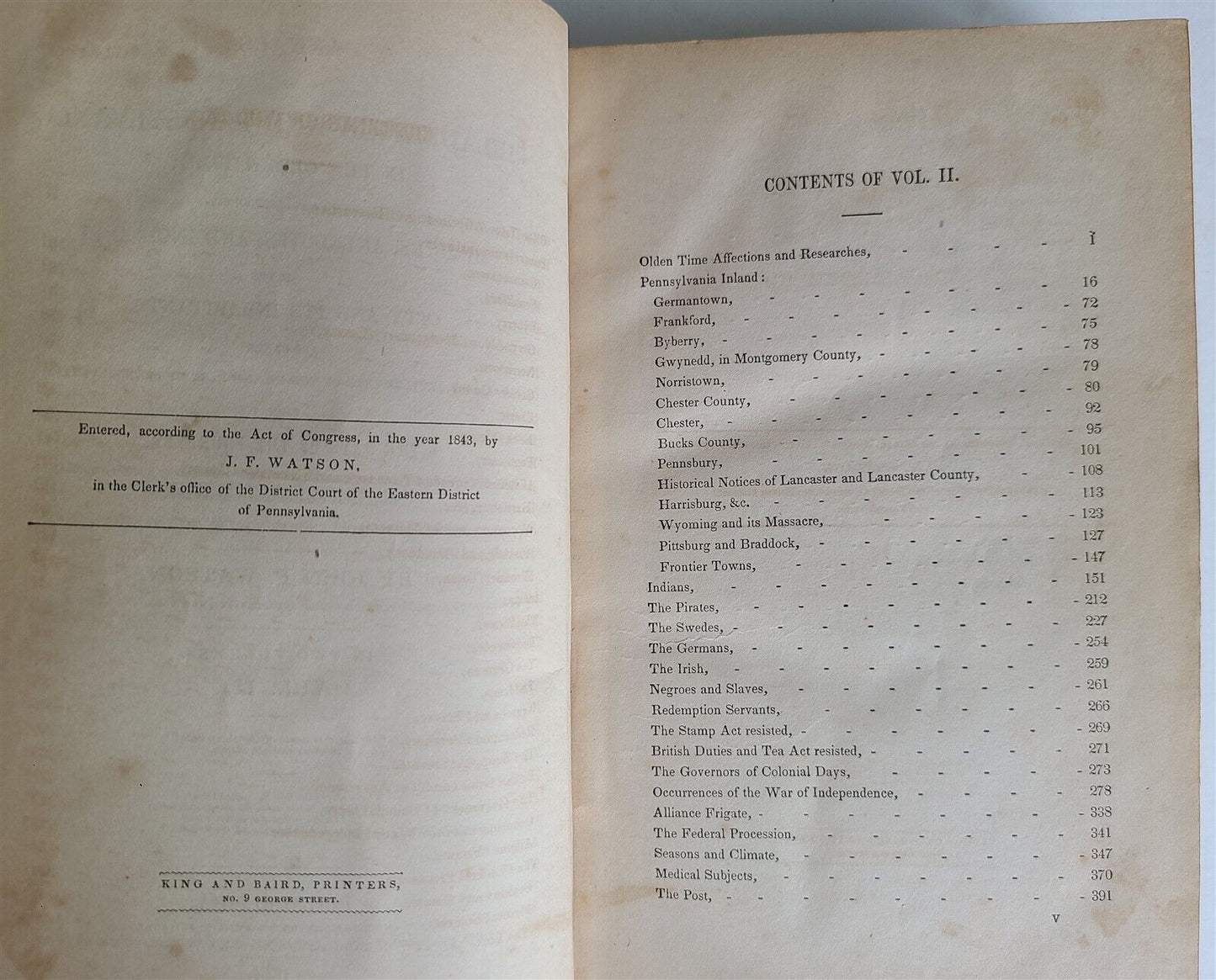1844 ANNALS of PHILADELPHIA AND PENNSYLVANIA 2 volumes illustrated antique
