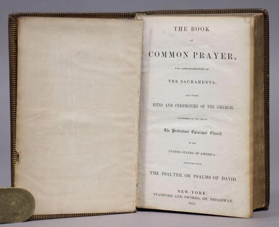 1853 BOOK OF COMMON PRAYER antique EMBOSSED DECORATIVE BINDING Americana