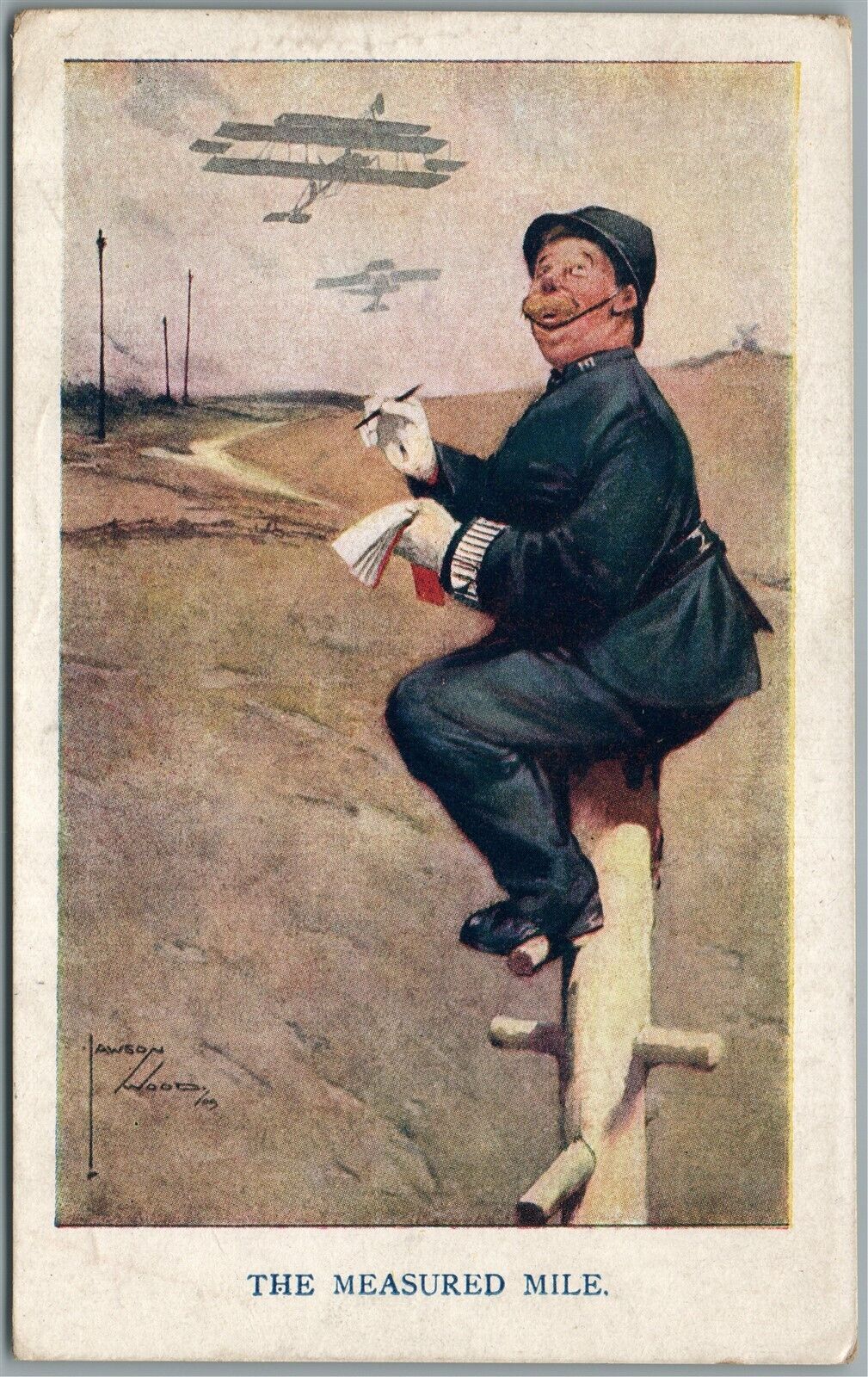 EARLY AVIATION COMIC ANTIQUE POSTCARD