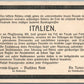 GERMAN WWI PROPAGANDA ANTIQUE POSTCARD for ITALIANS