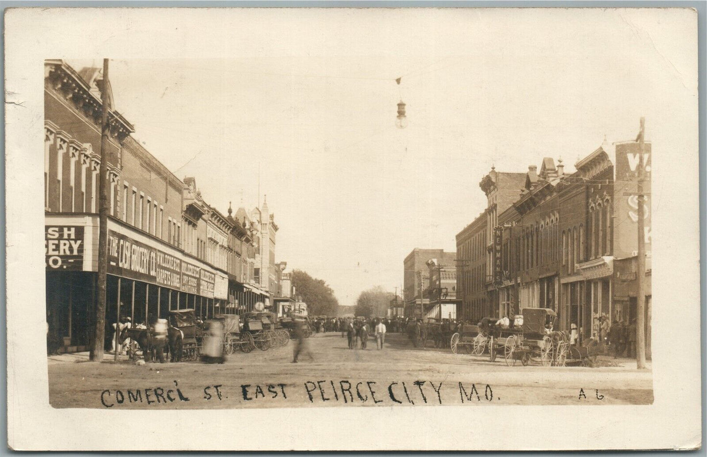 PEIRCE CITY MO COMERCI STREET ANTIQUE REAL PHOTO POSTCARD RPPC
