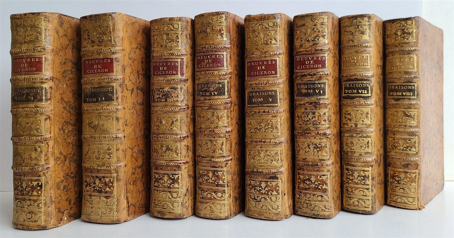 1783 WORKS of CICERO 8 VOLUMES in FRENCH antique