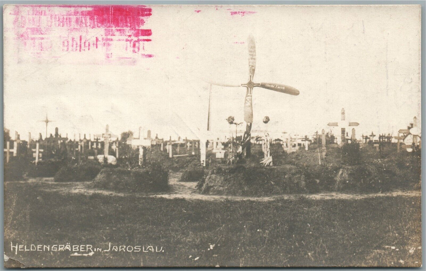 JAROSLAW POLAND MILITARY CEMETERY GERMAN ANTIQUE REAL PHOTO POSTCARD RPPC