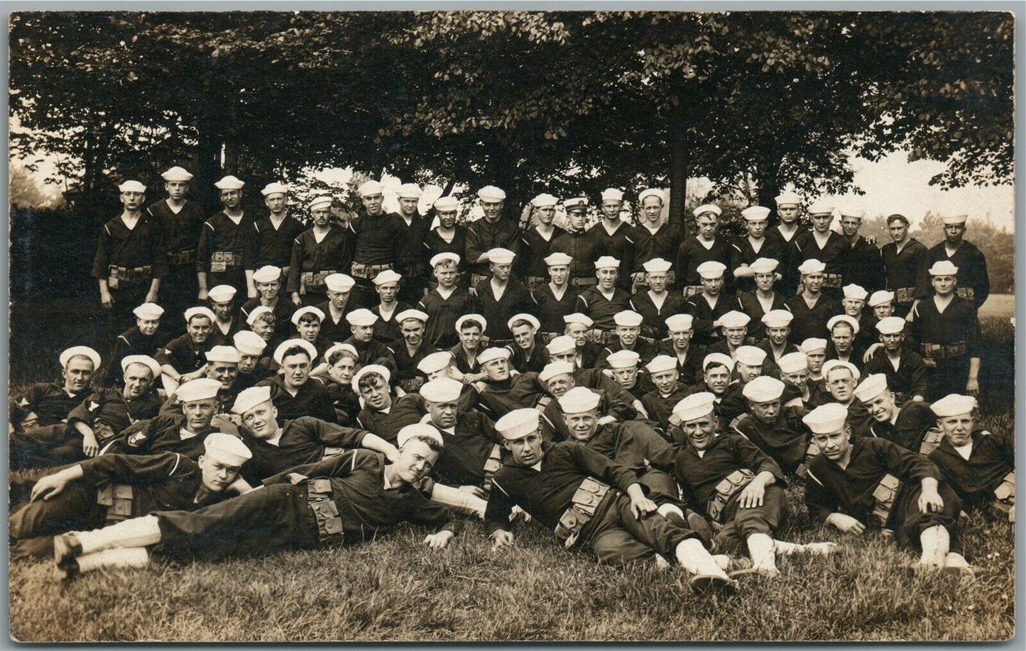 WWI ERA NAVY SAILORS GROUP ANTIQUE REAL PHOTO POSTCARD RPPC