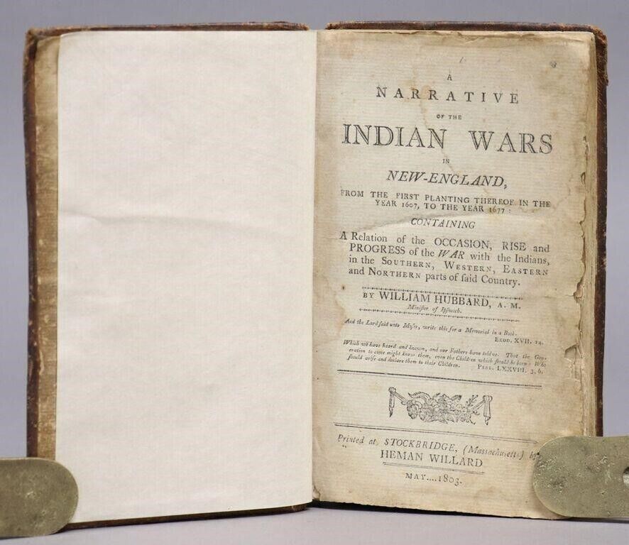 1803 NARRATIVE OF INDIAN WARS IN NEW-ENGLAND antique Stockbridge AMERICANA