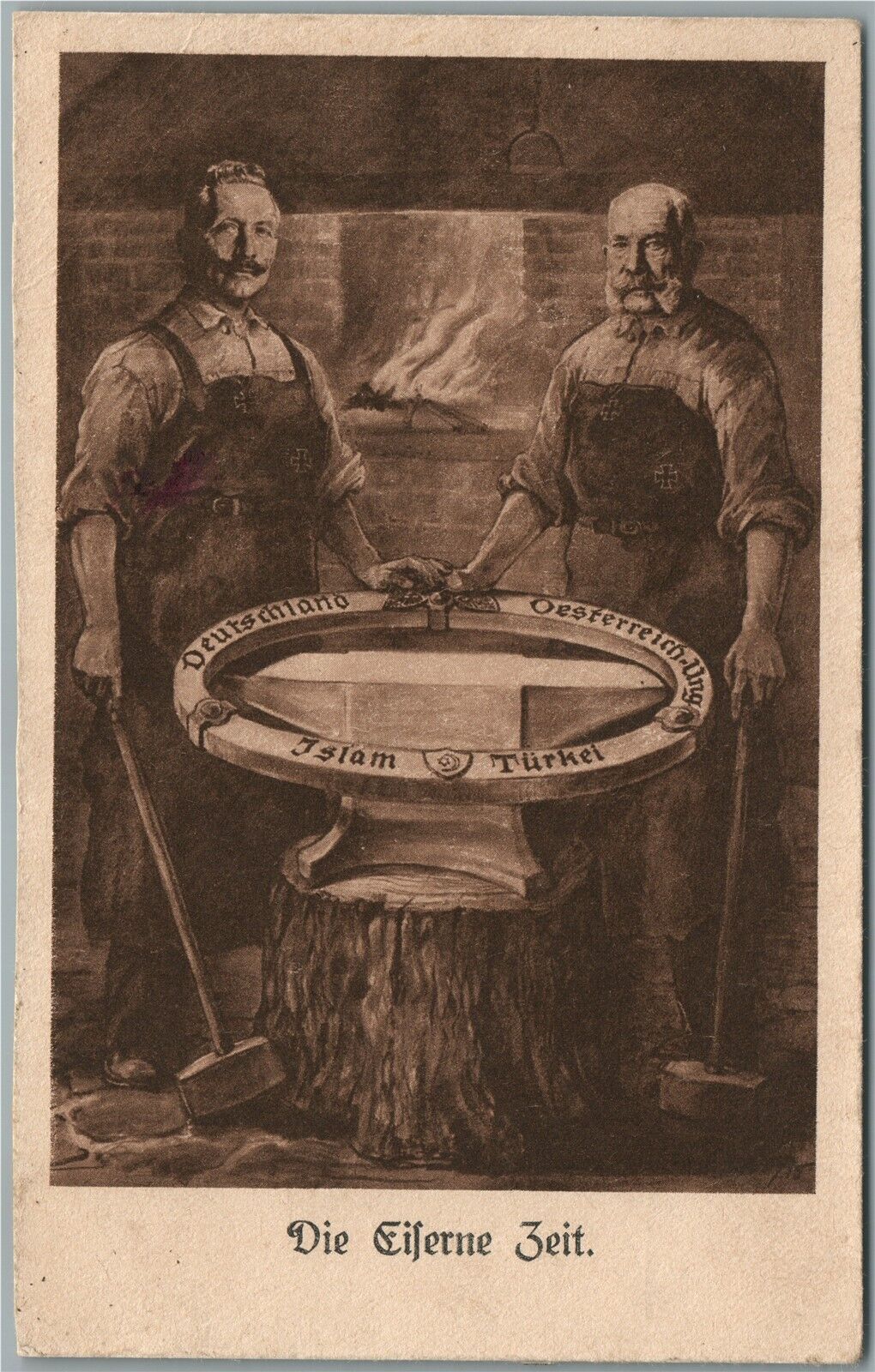 ISLAM TURKEY GERMAN REICH KAISER WILHELM II & HINDENBURG ANTIQUE POSTCARD
