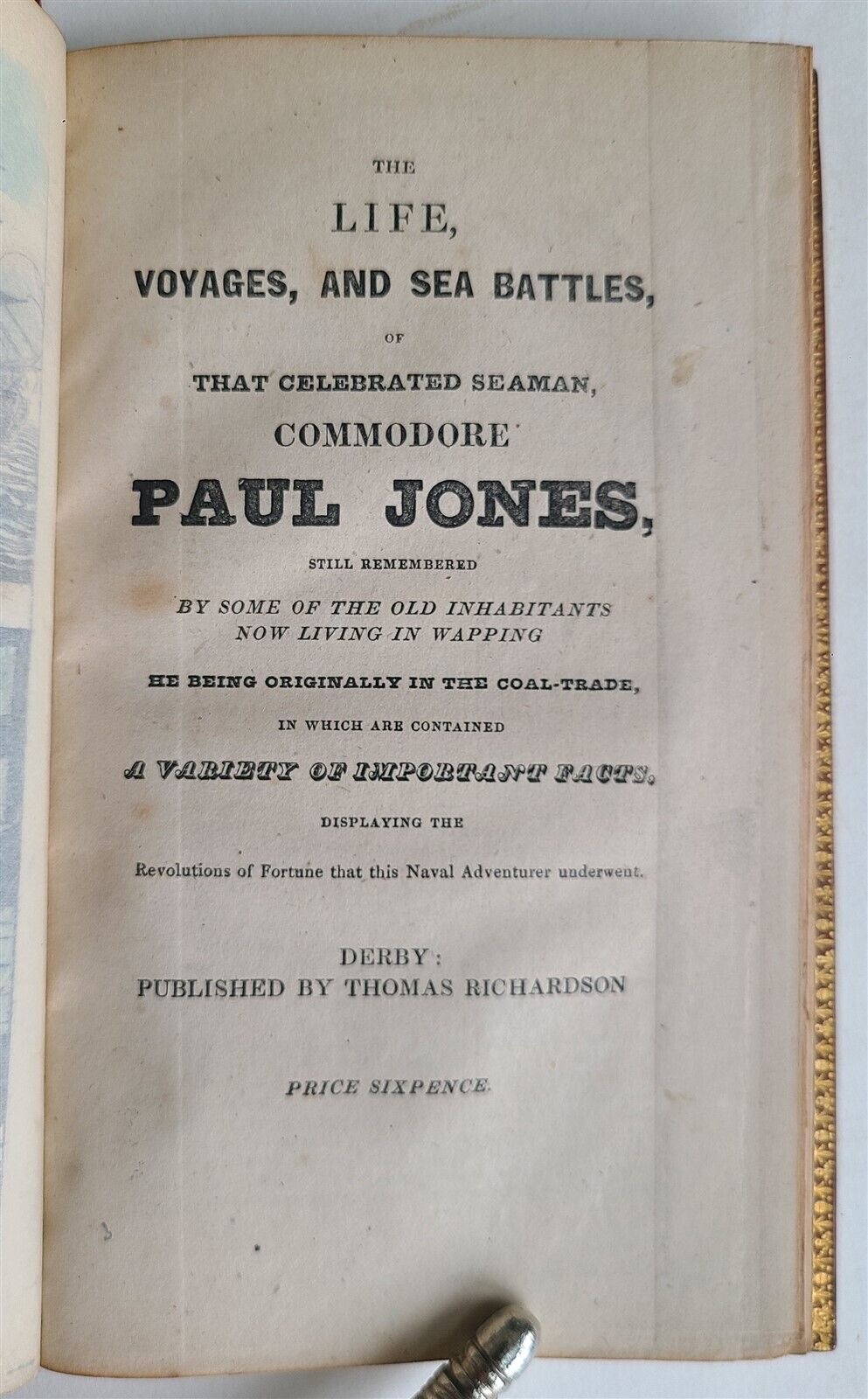 1830s LIFE VOYAGES SEA BATTLES of CELEBRATED SEAMAN COMMODORE PAUL JONES antique